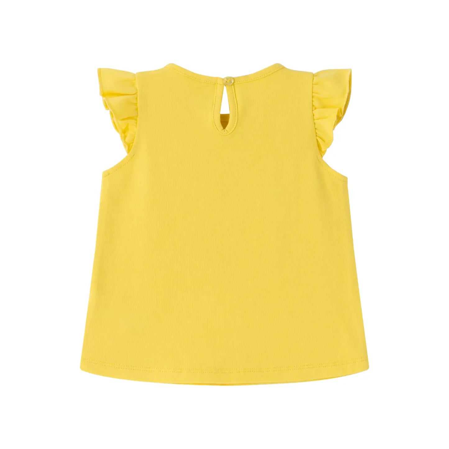 Geel casual t-shirt met effen ruches