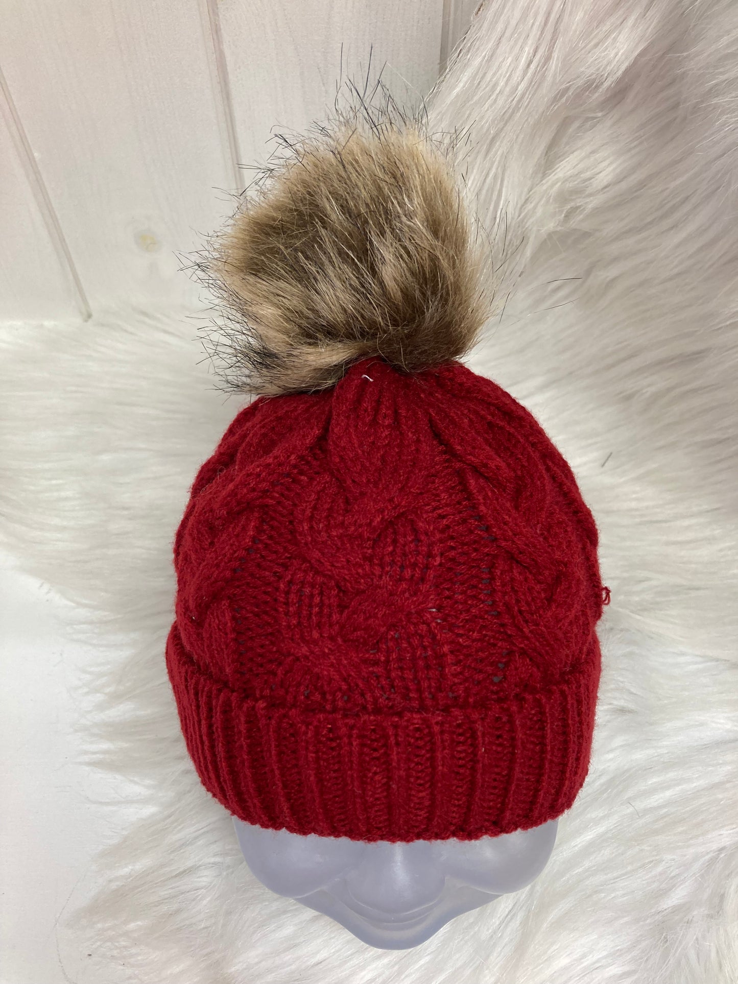 Casual babymuts bordeaux enkele pompom