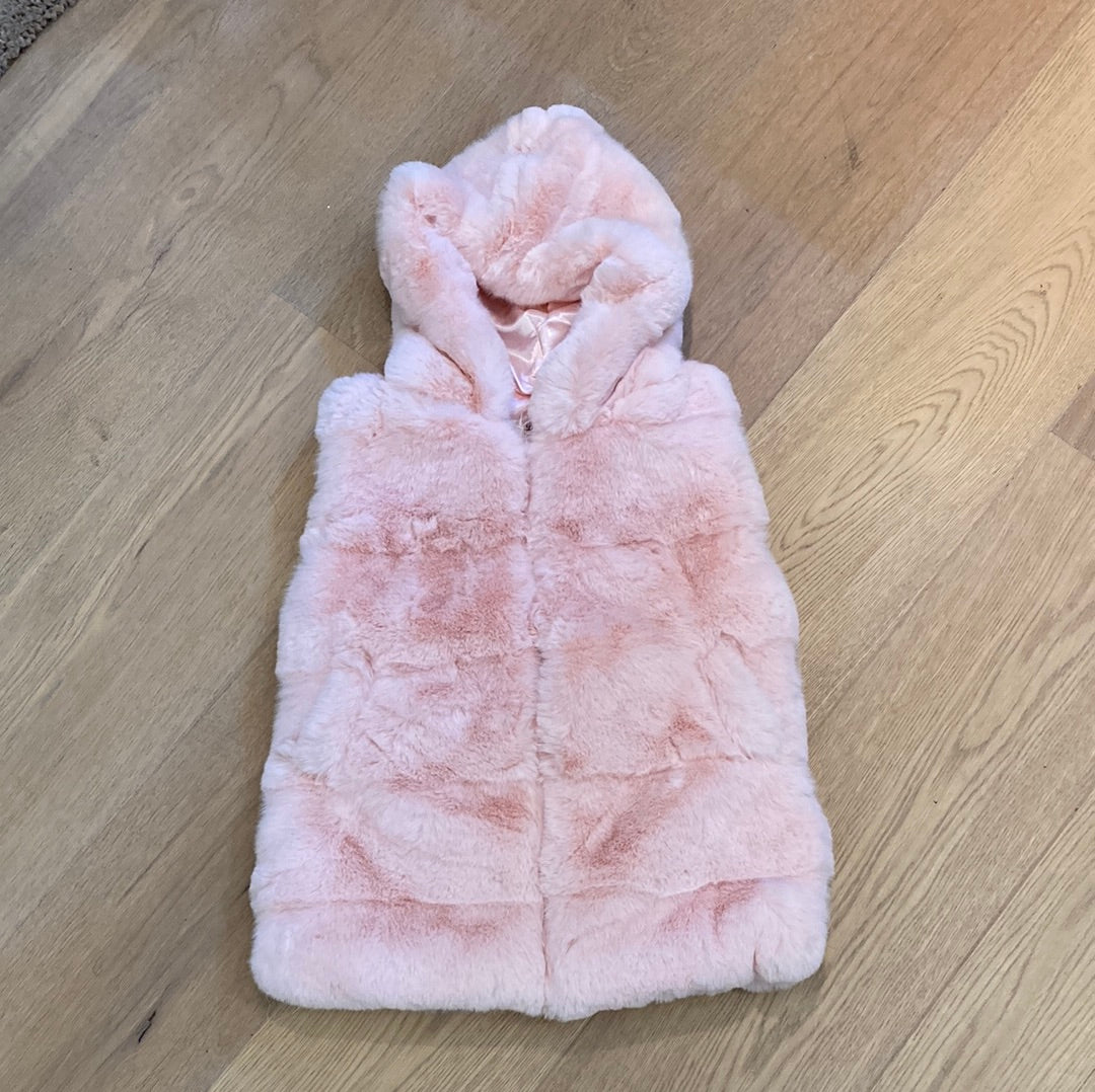 Fluffy bodywarmer roze