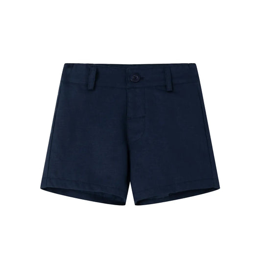 Linnen short marine blauw