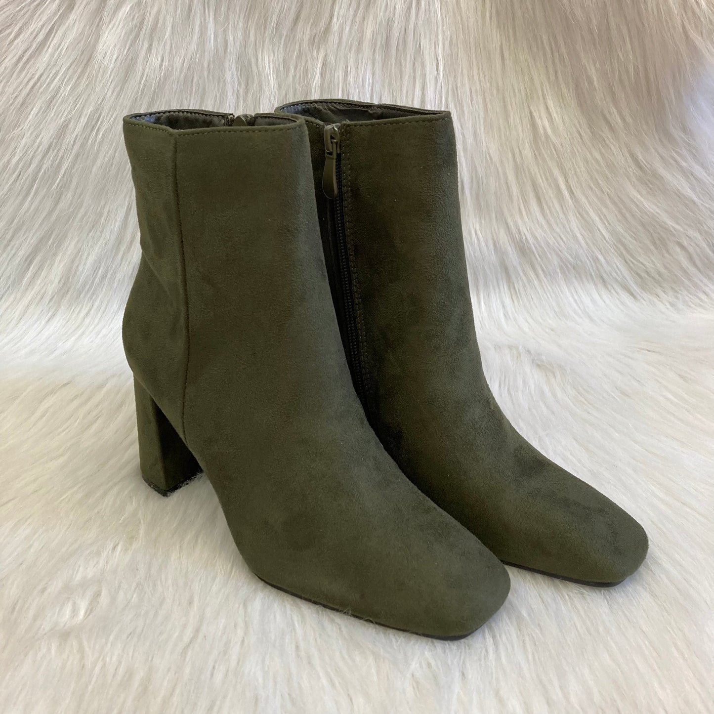 Khaki suedette ankle boot