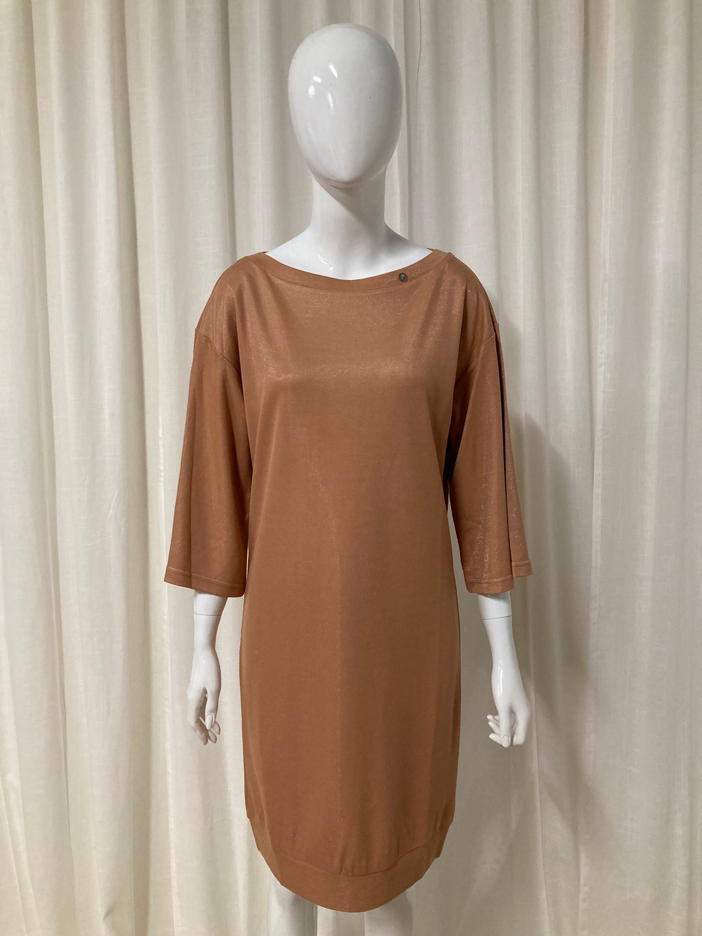 T-shirt dress with shiny coating Brown