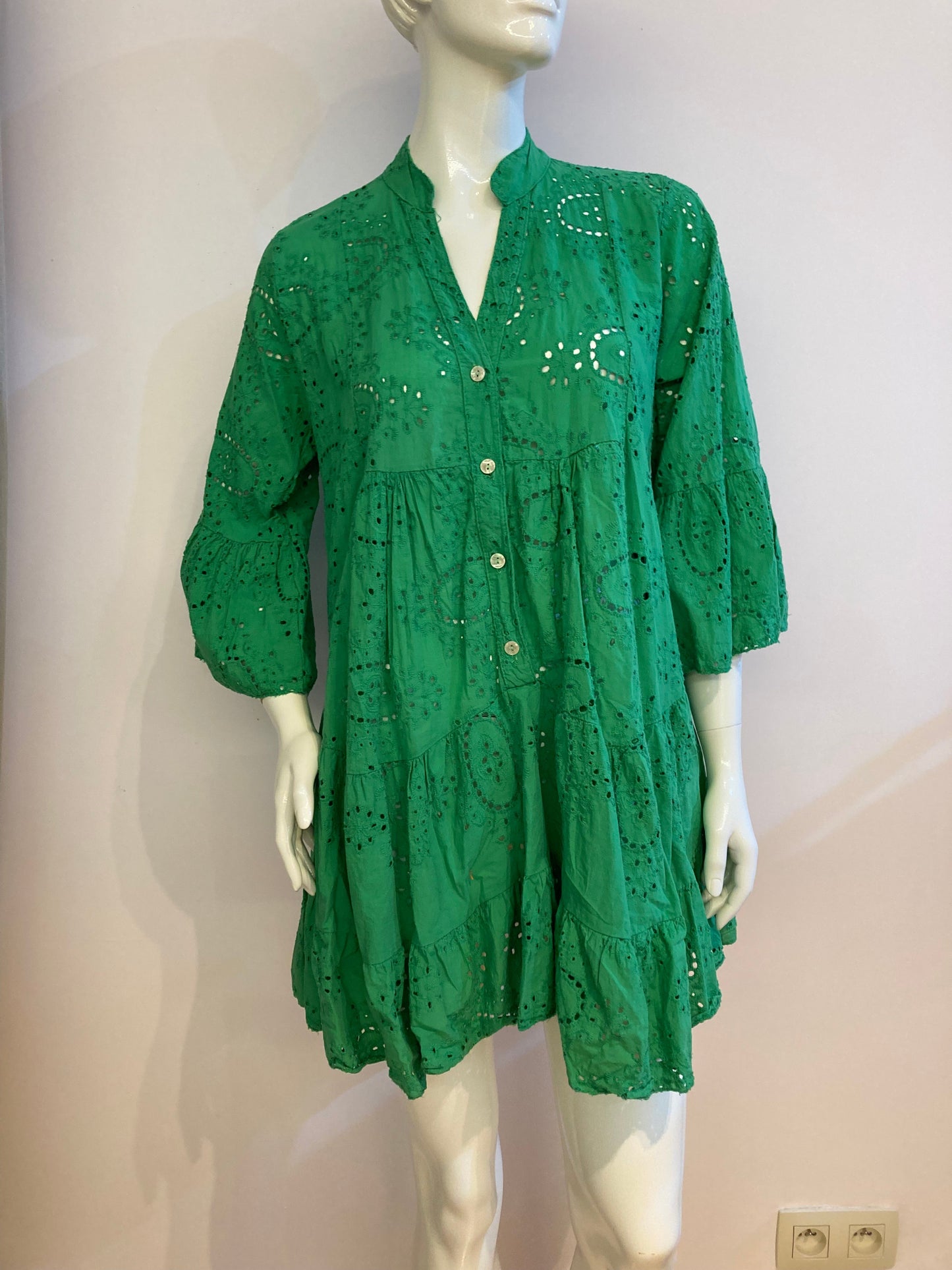 Embroidered Dress groen