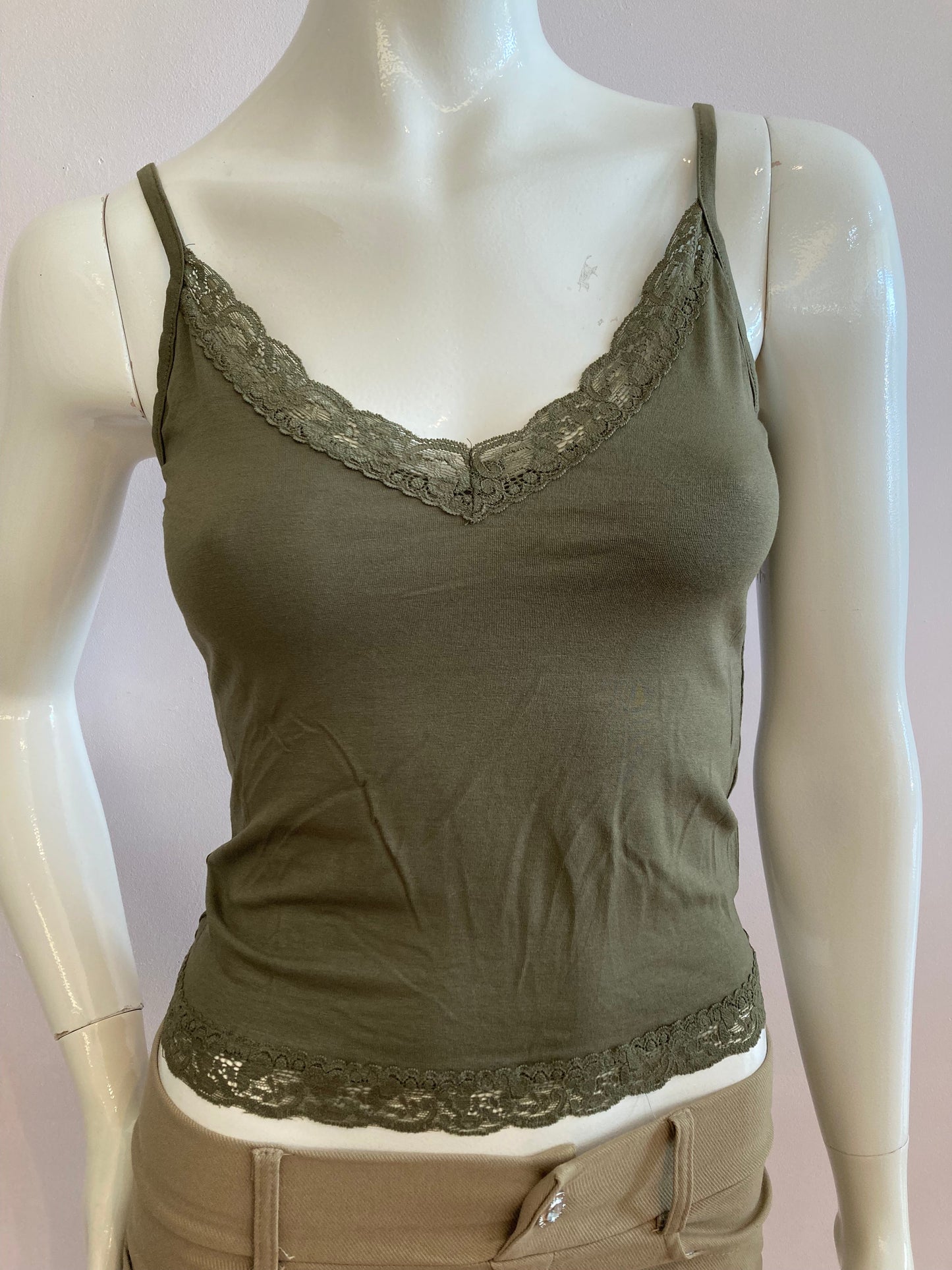 Tank top lace Khaki