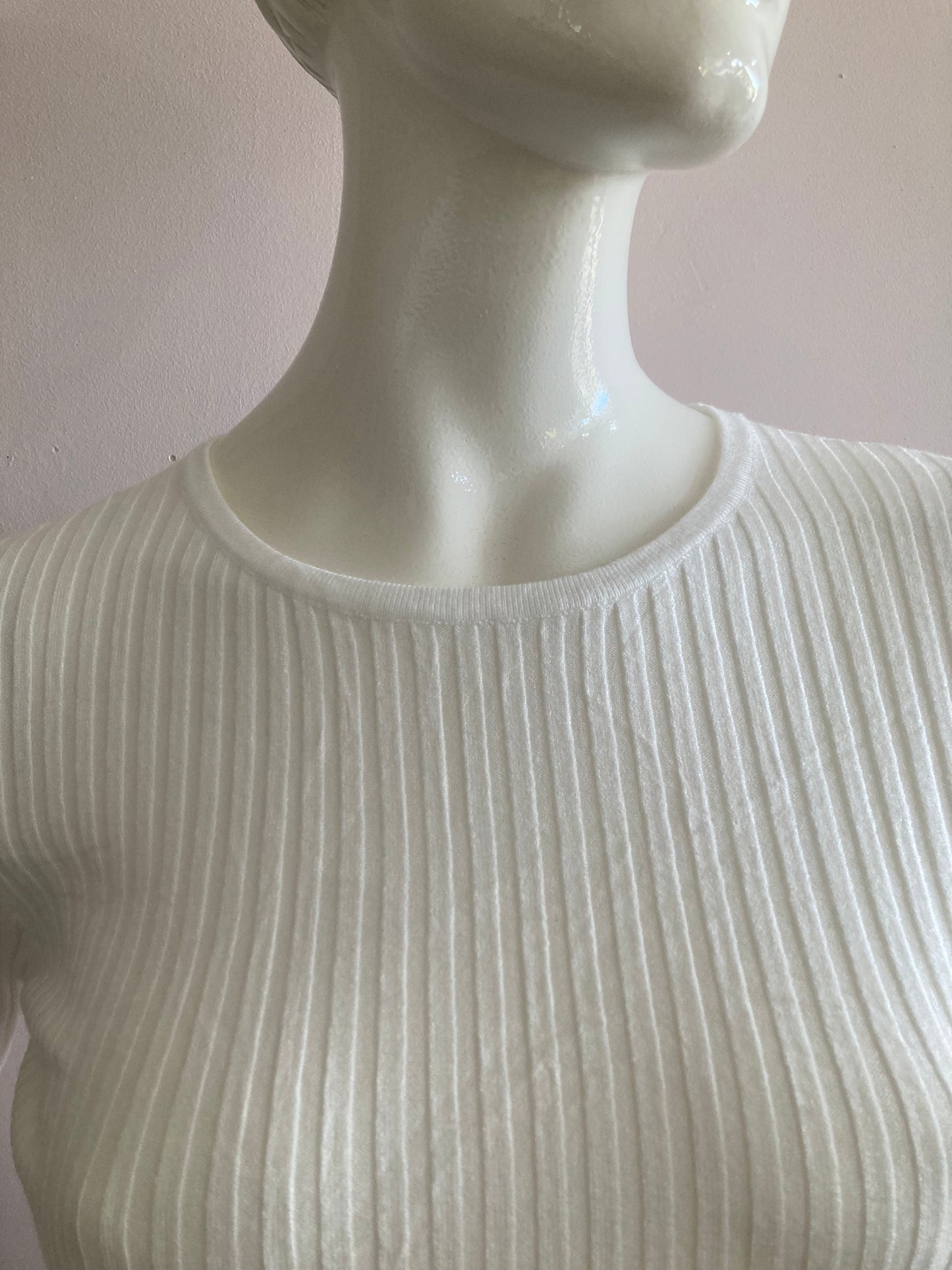 Ribbed sweater with faux fur sleeves