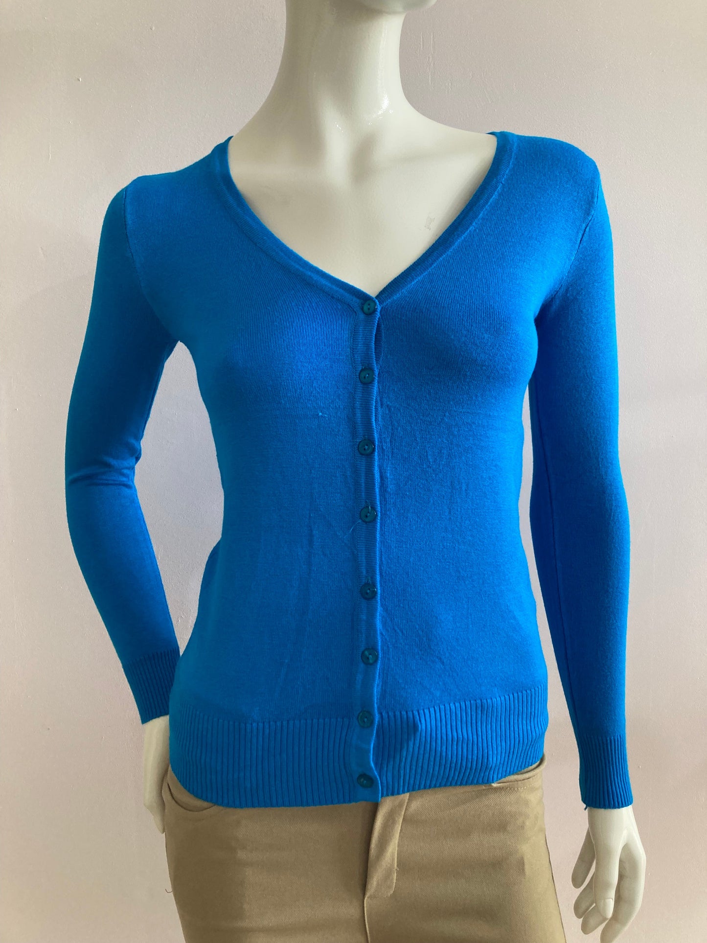 Very stretchy and very soft blauw knit cardigan