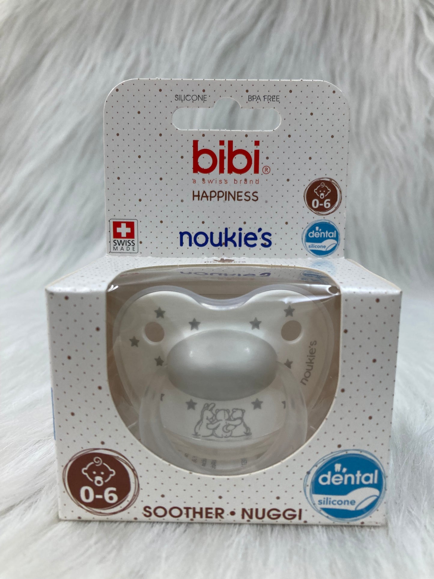 Fopspeen bibi Noukies grijs 0-6 Dental