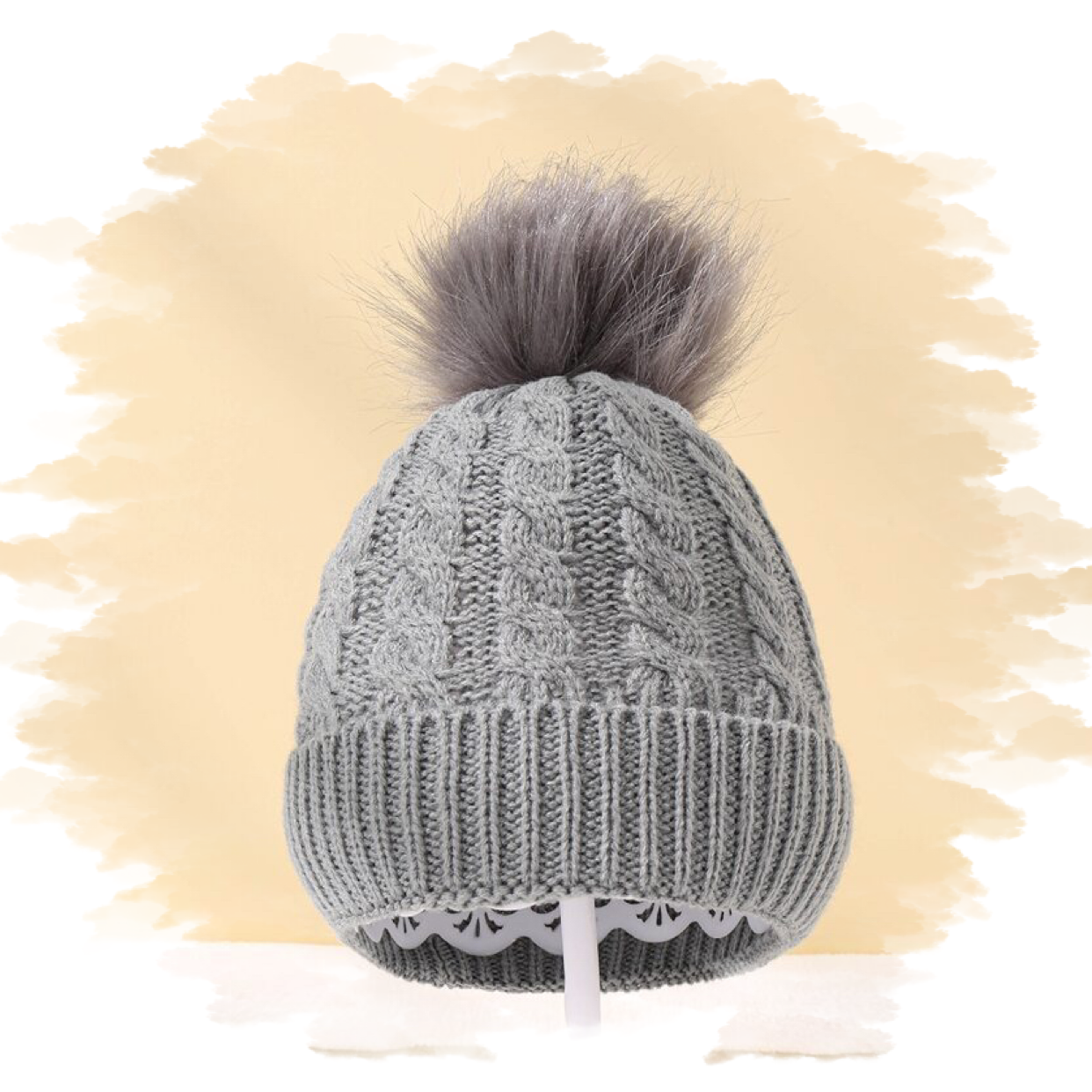 Casual babymuts grijs enkele pompom grijs