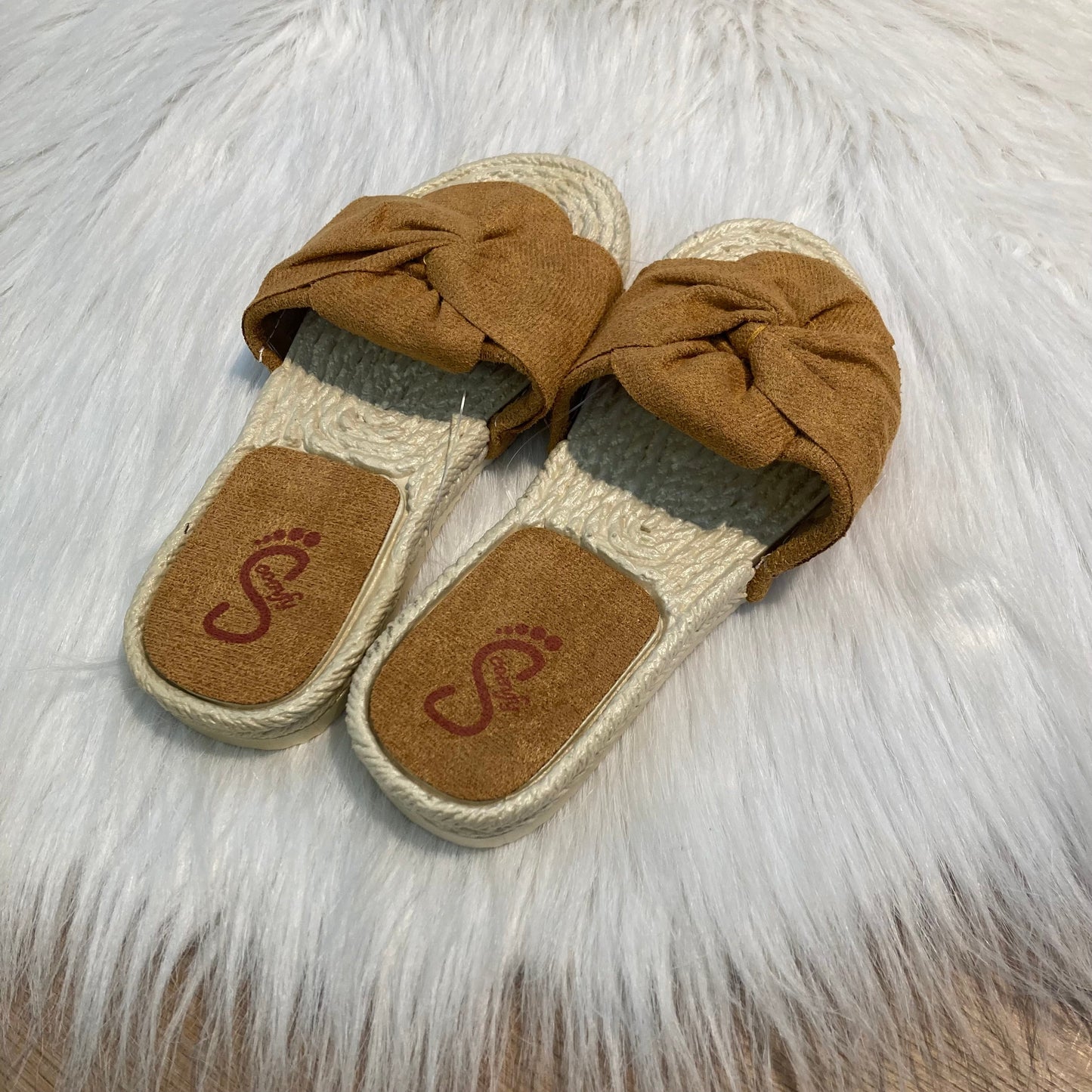 Slippers met strik Camel