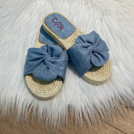 Slippers met strik blauw