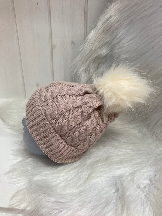 Casual babymuts beige enkele pompom beige