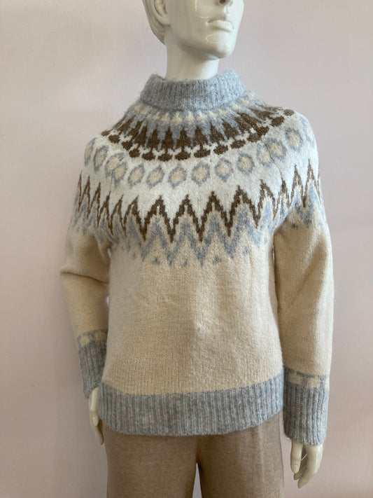 Large knit wool beige