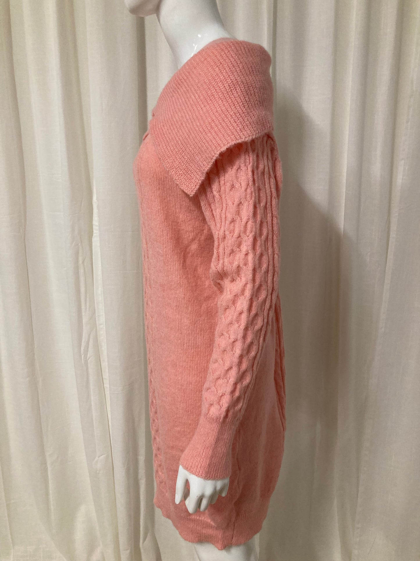 Cable knit sweater dress roze