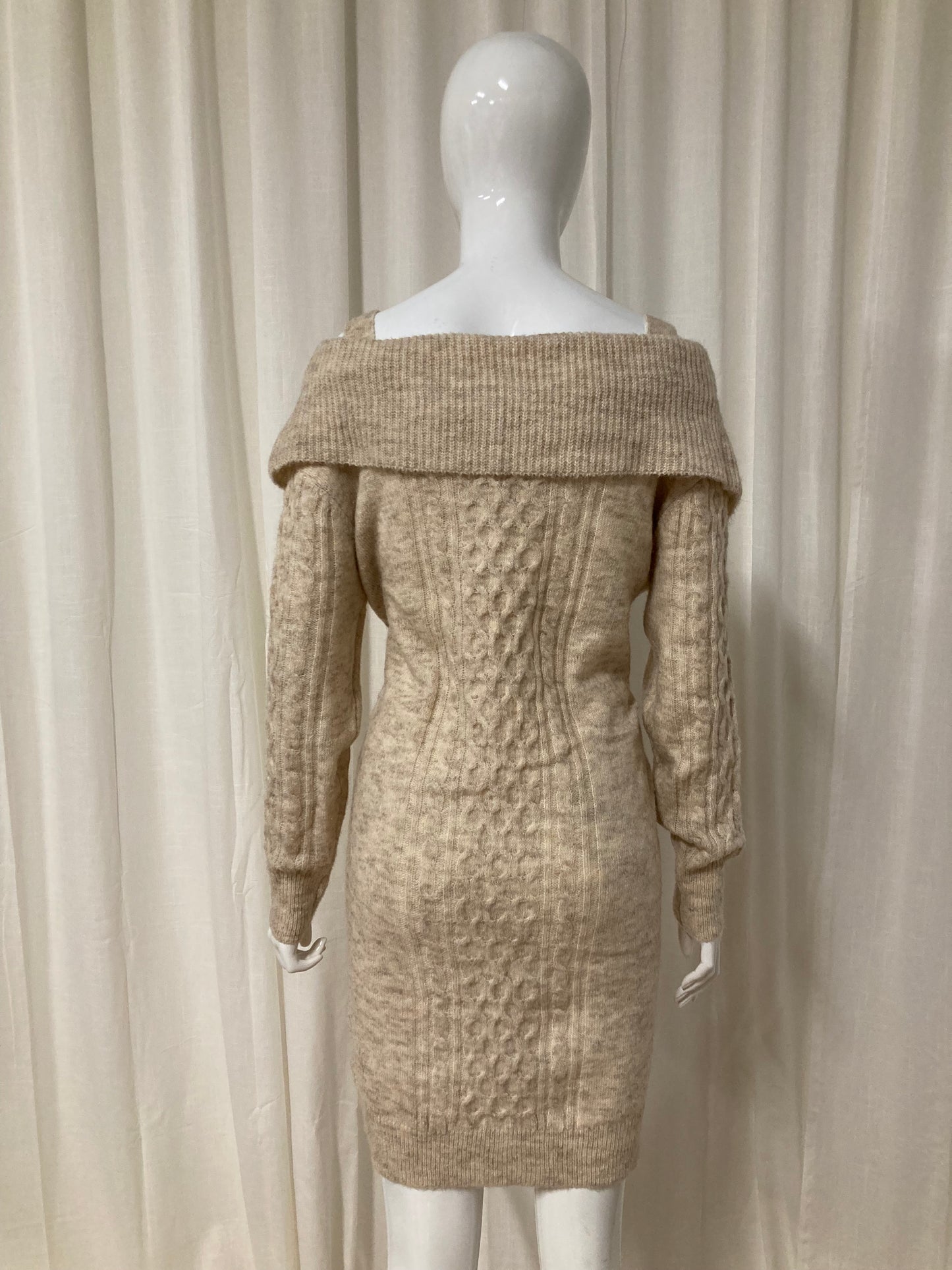 Cable knit sweater dress Beige