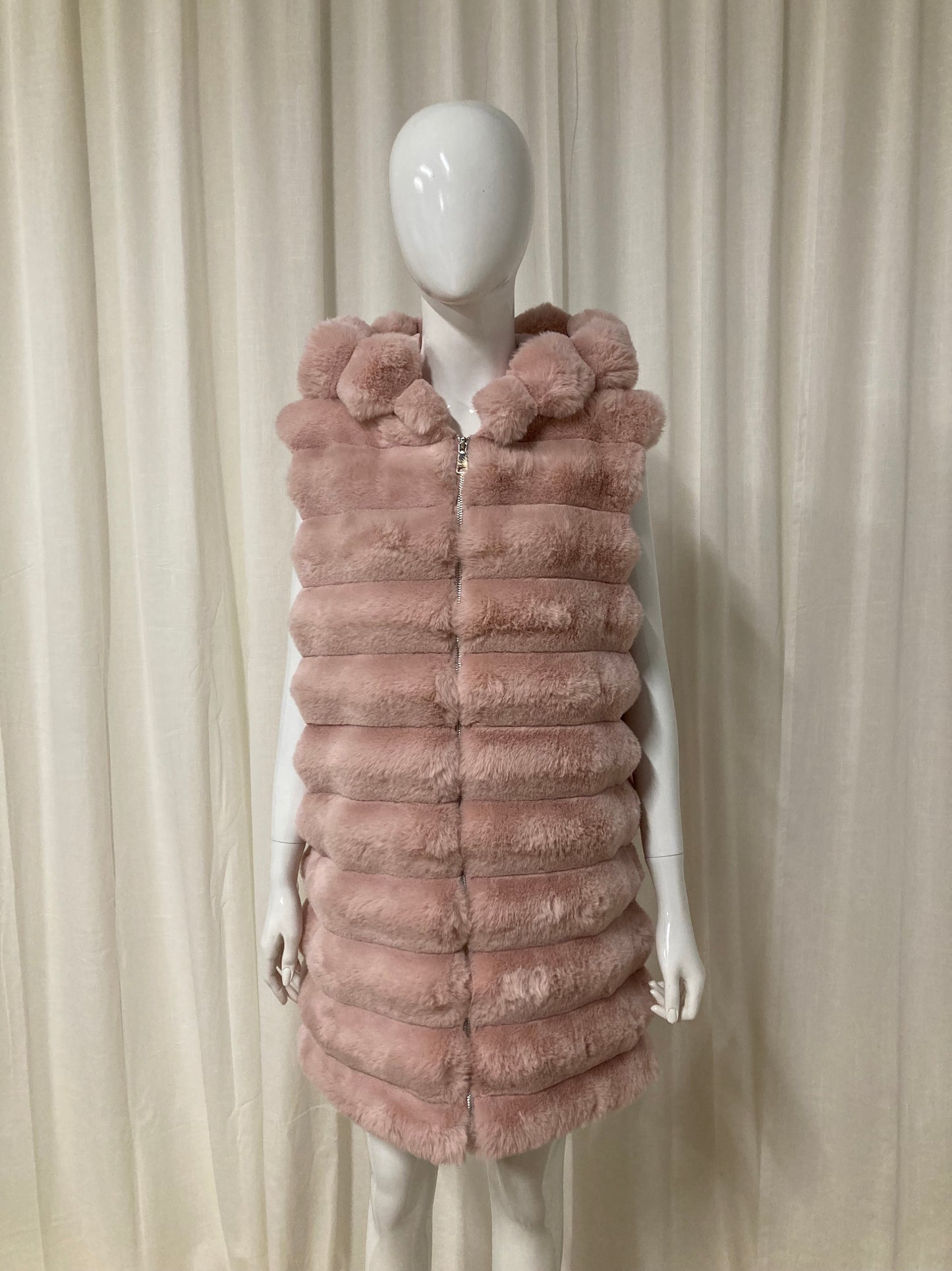 Sleeveless coat with sleeveless hood Roze