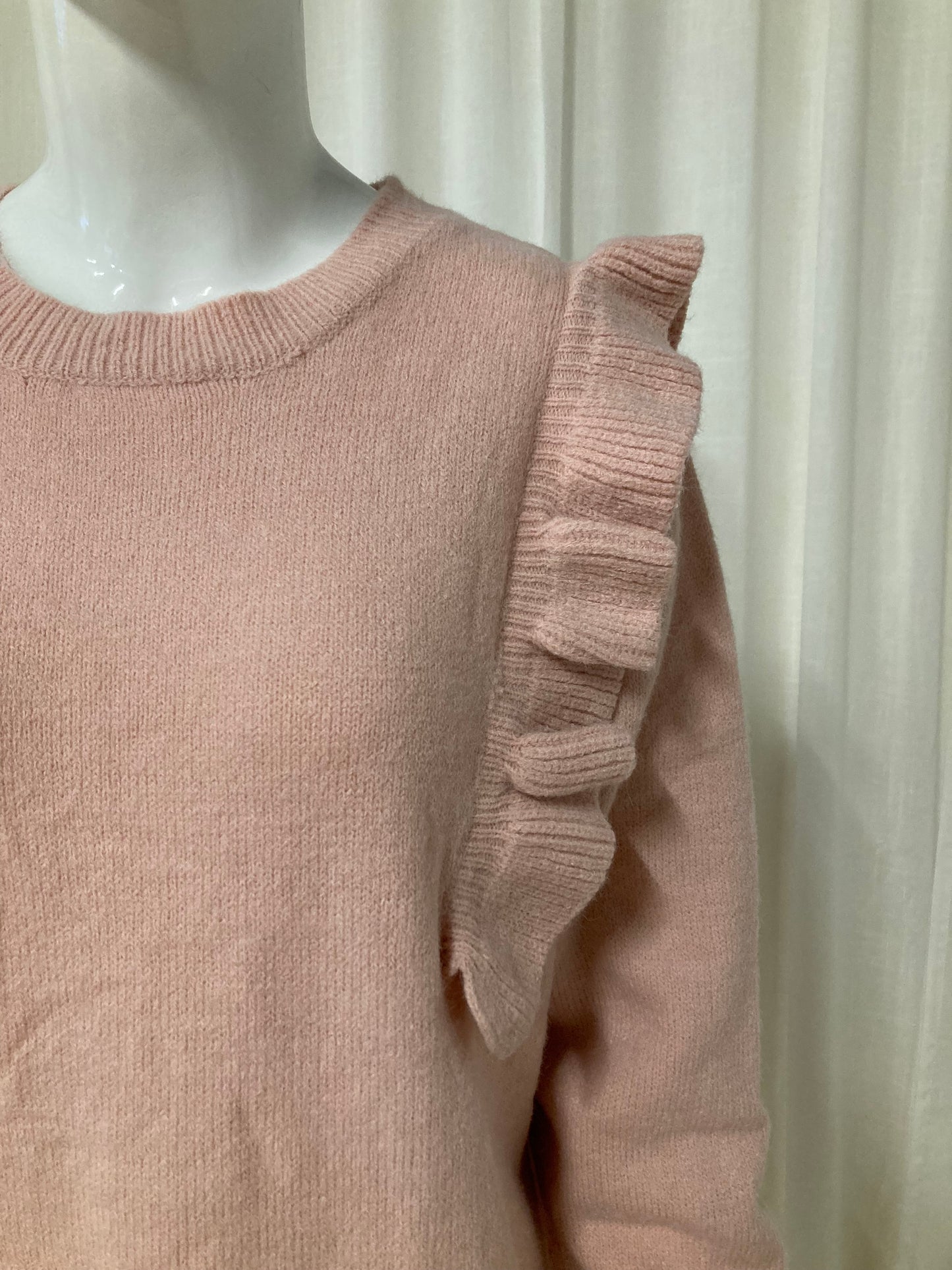 Sweater dress ruffles pink