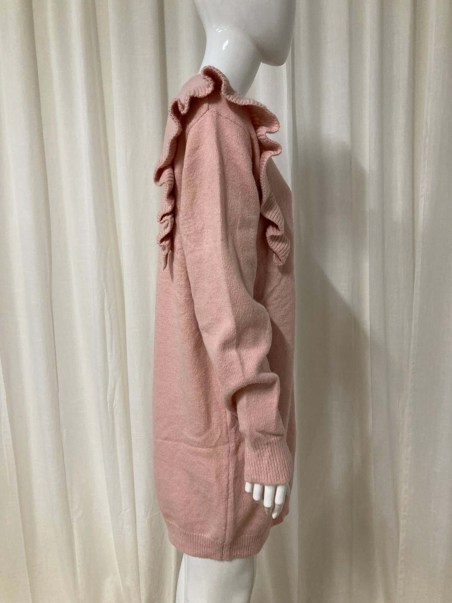 Sweater dress ruffles pink