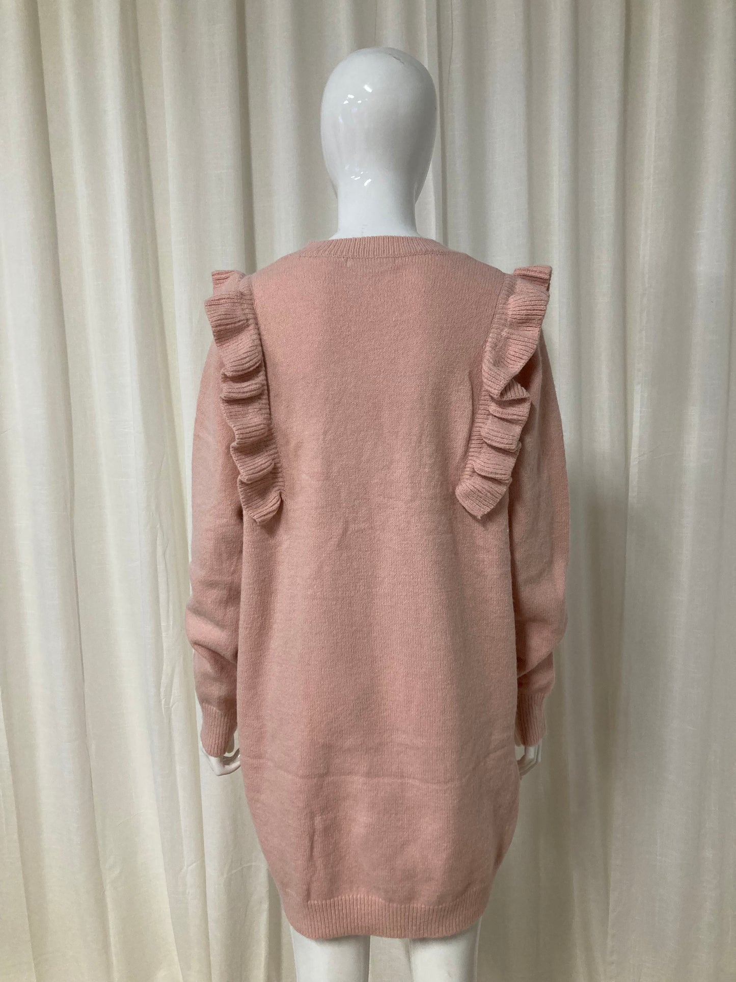 Sweater dress ruffles pink