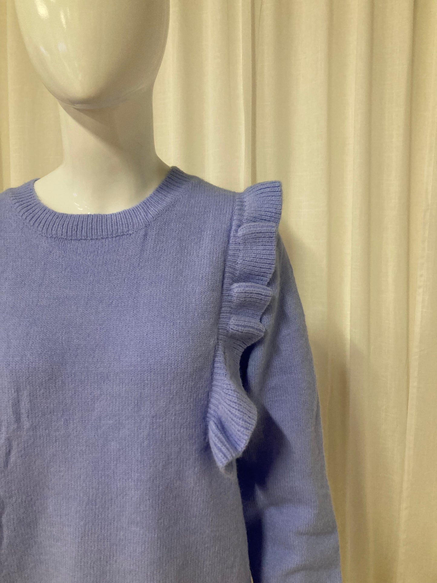 Sweater dress ruffles Blue