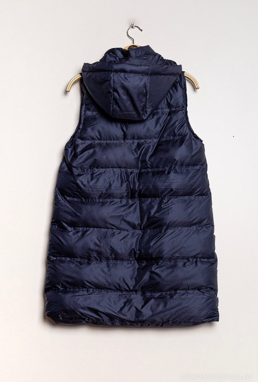 Sleeveless puffer jacket with hood Marine Blauw