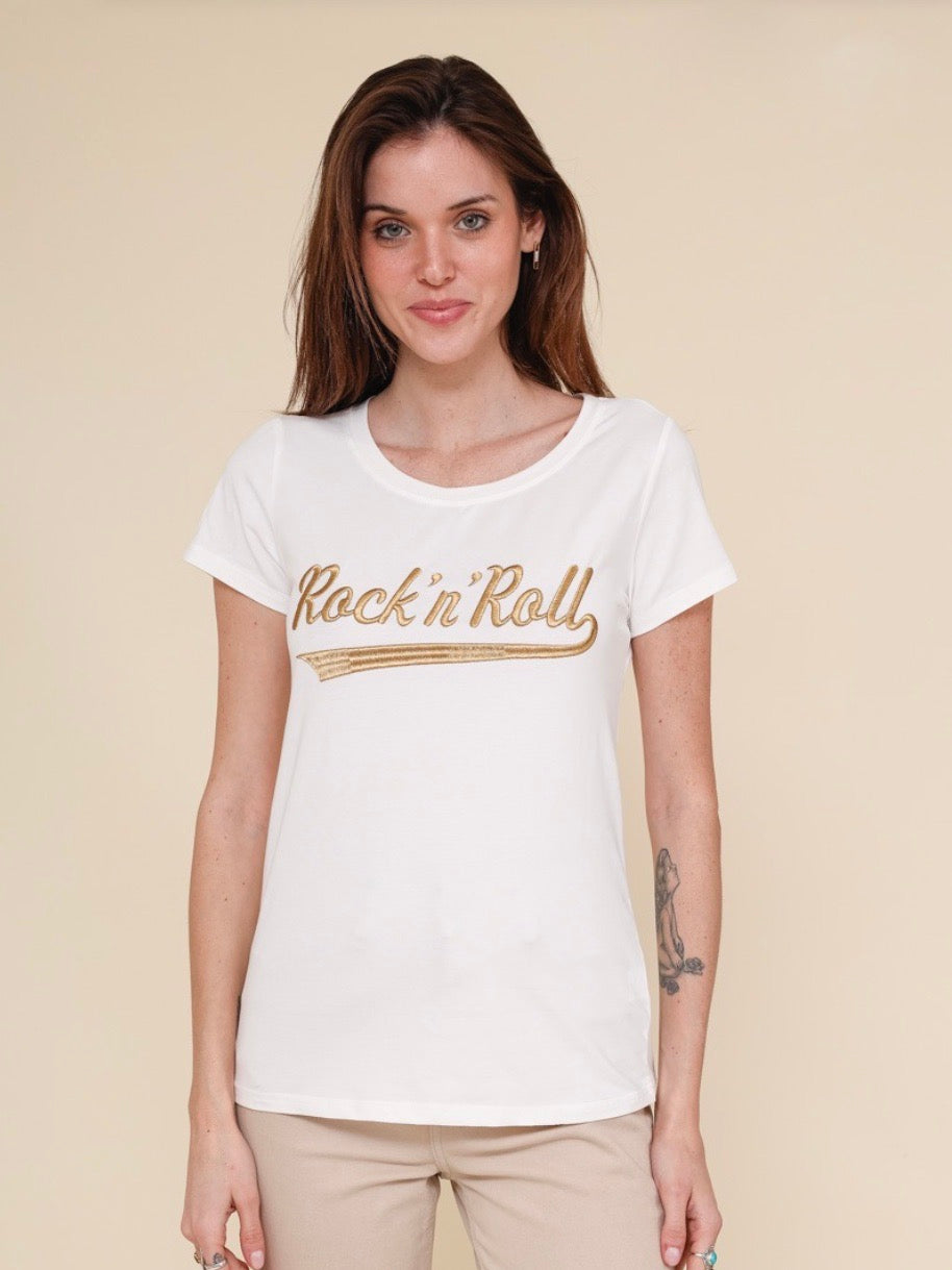 T-shirt Rock and roll goud